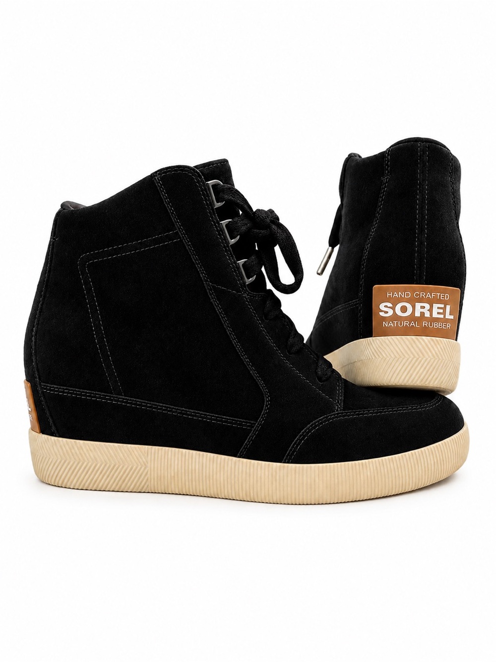 Sorel Joan of Arctic Wedge II Black Suede High Top Sneakers Size 8.5